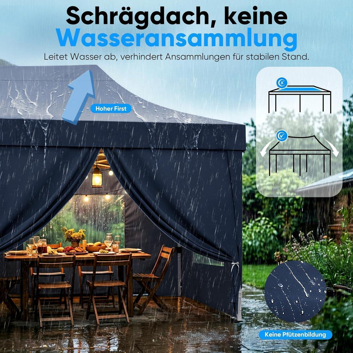 Faltpavillon 3x6m wasserdicht – Partyzelt mit Seitenwänden & UV-Schutz