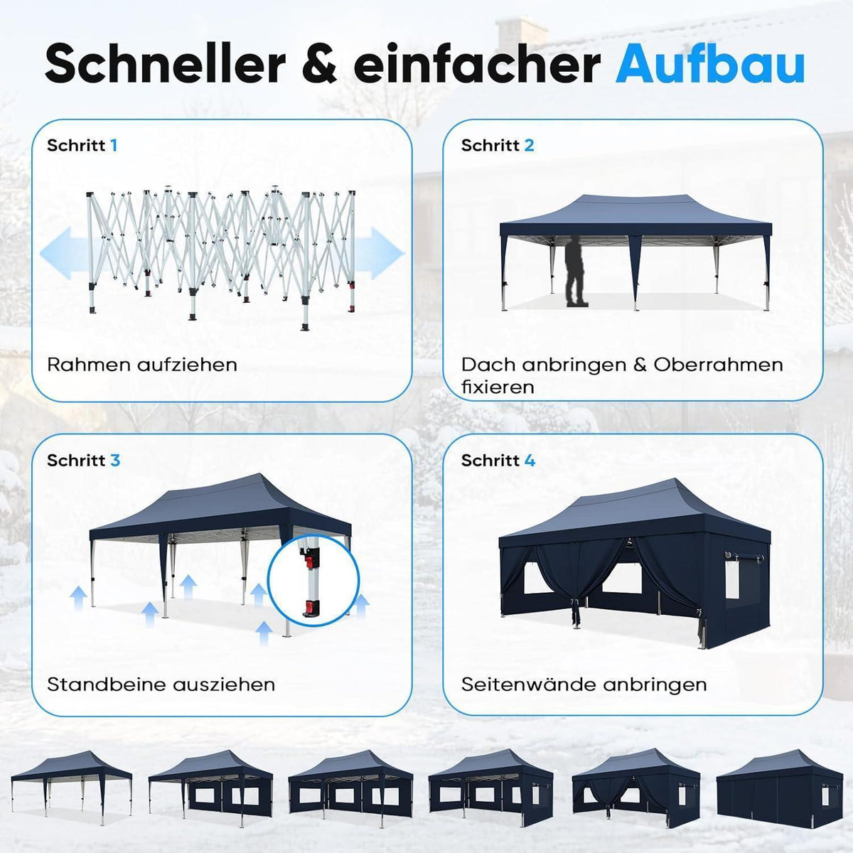 Faltpavillon 3x6m wasserdicht – Partyzelt mit Seitenwänden & UV-Schutz