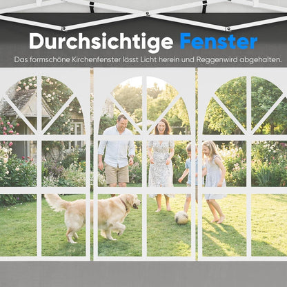 Faltpavillon 3x6m wasserdicht mit Seitenwänden & UV-Schutz