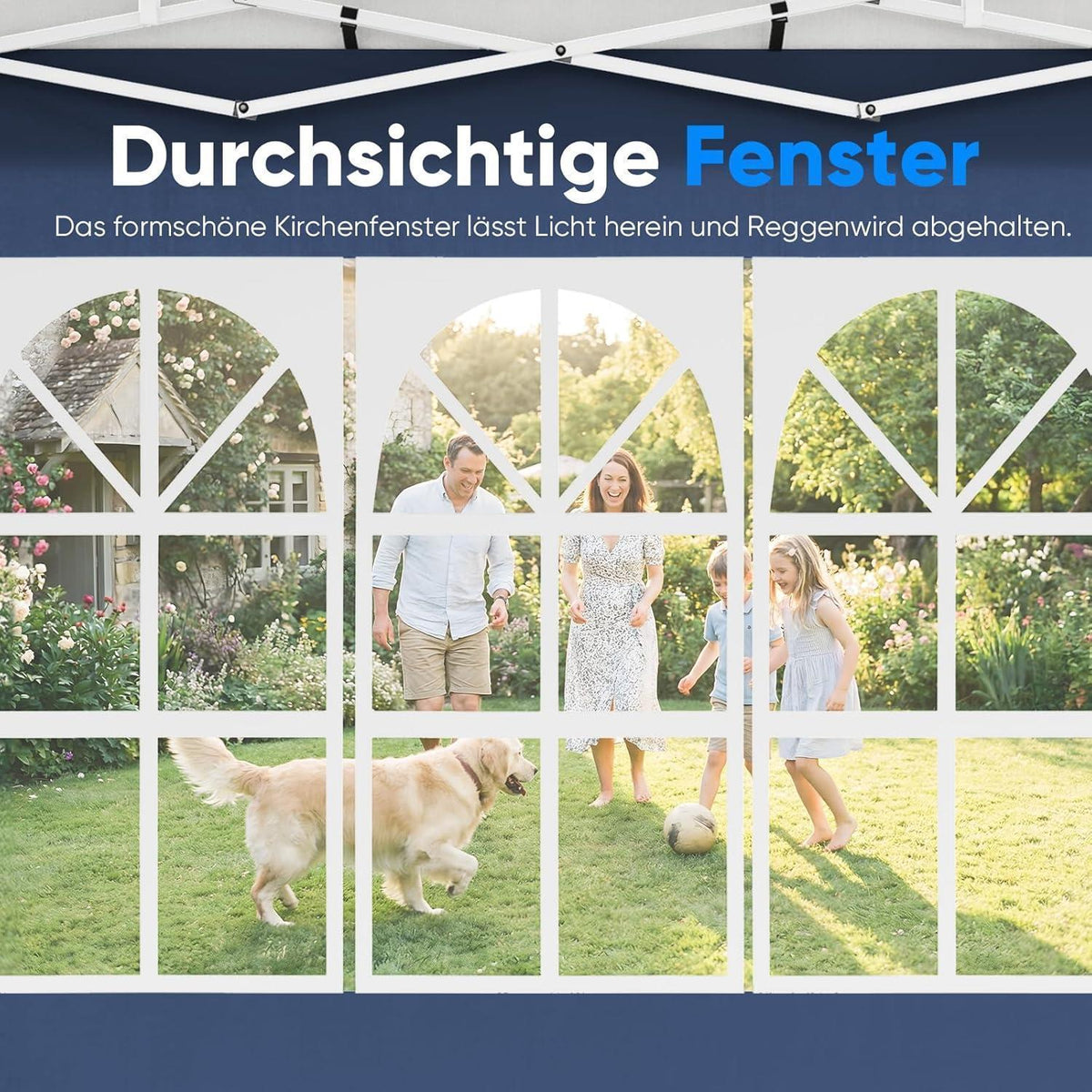 Faltpavillon 3x6m mit Seitenwänden & UV-Schutz – Blau