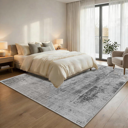Grauer Teppich 200x300cm – Moderner Kurzflor Wohnteppich