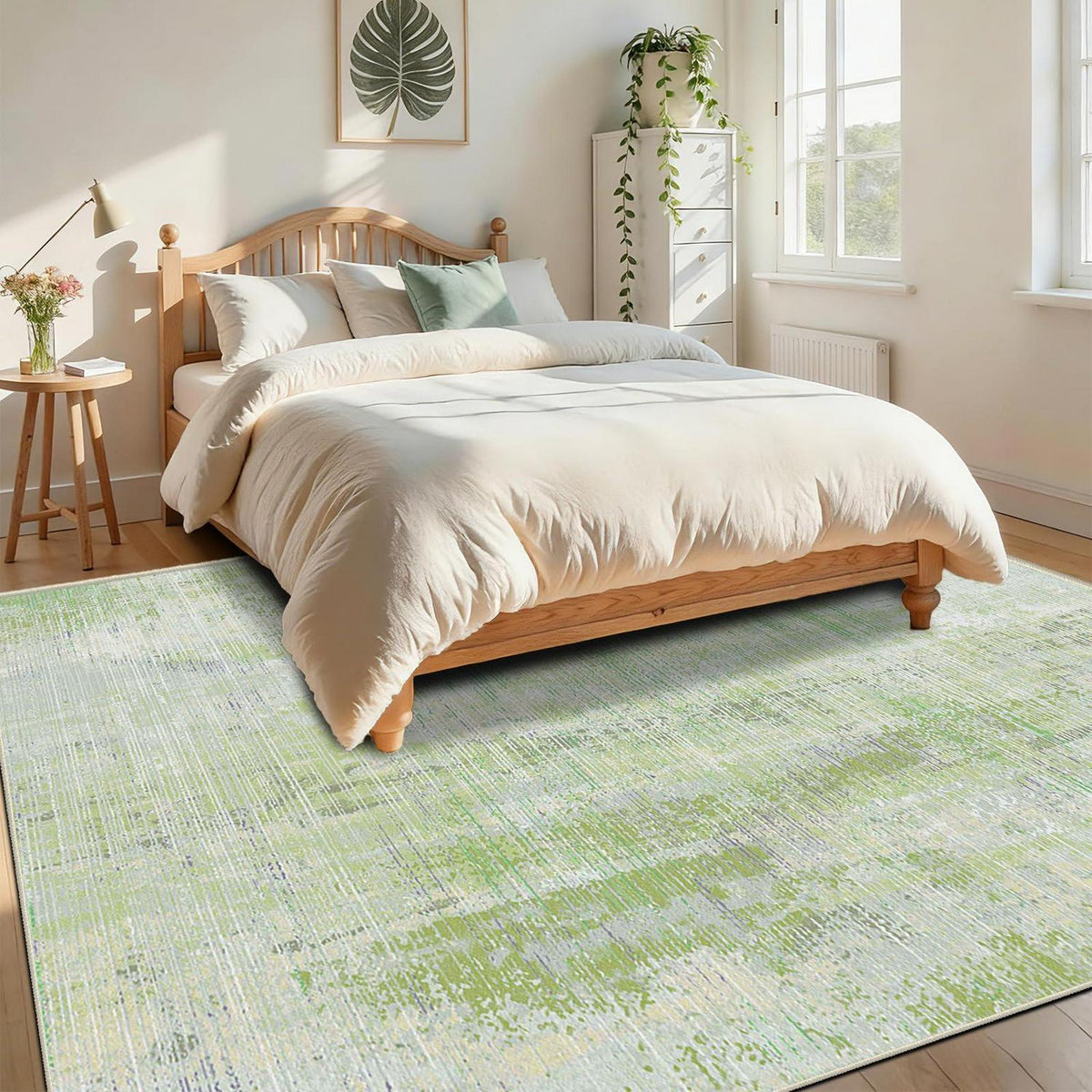 Grüner Teppich 200x300 cm – Waschbar, Rutschfest & Modern