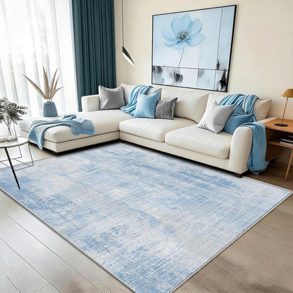 Blauer Teppich 200x300cm – Waschbar, Modern, Kurzflor