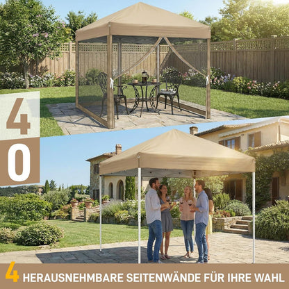 Faltpavillon 3x3 Wasserdicht UV-Schutz mit Moskitonetz