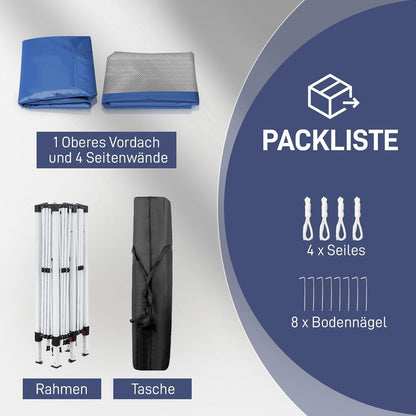 Faltpavillon 3x3 mit Moskitonetz – Wasserdicht & UV-Schutz