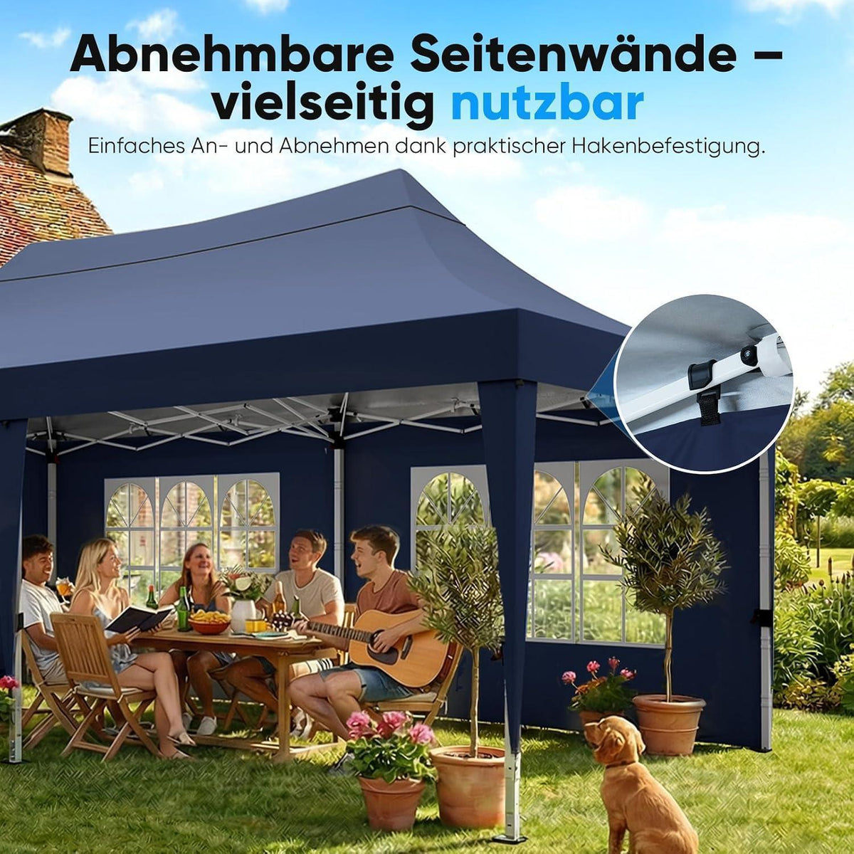 Faltpavillon 3x6m wasserdicht – Partyzelt mit Seitenwänden
