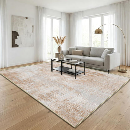 WUTONG Vintage Teppich 160x230cm Hellbraun – Waschbar & Rutschfest