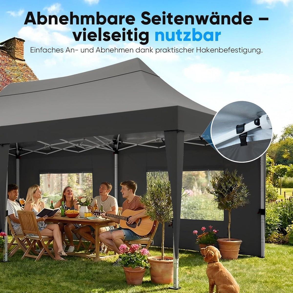 Faltpavillon 3x6m wasserdicht – Partyzelt mit Seitenwänden