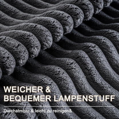 Modernes U-Sofa 4-Sitzer mit Kissen, Grau, Cord Stoff, Kein Aufbau