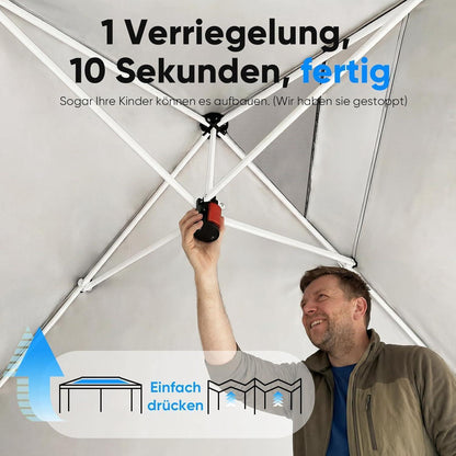Faltpavillon 3x6m wasserdicht mit Seitenwänden & UV-Schutz
