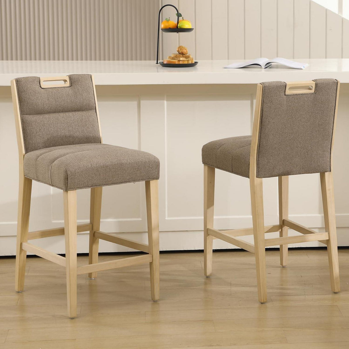 Barhocker 2er Set Leinen Braun – Komfortable Küchenhocker