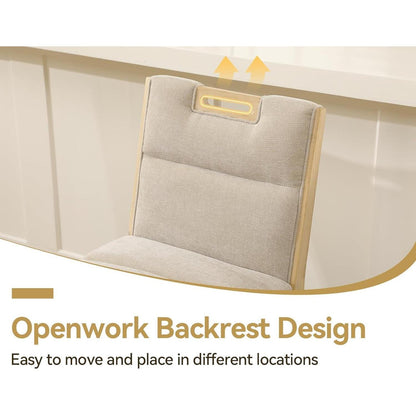 Barhocker Set 4er – Chenille, Beige, mit Fußstütze