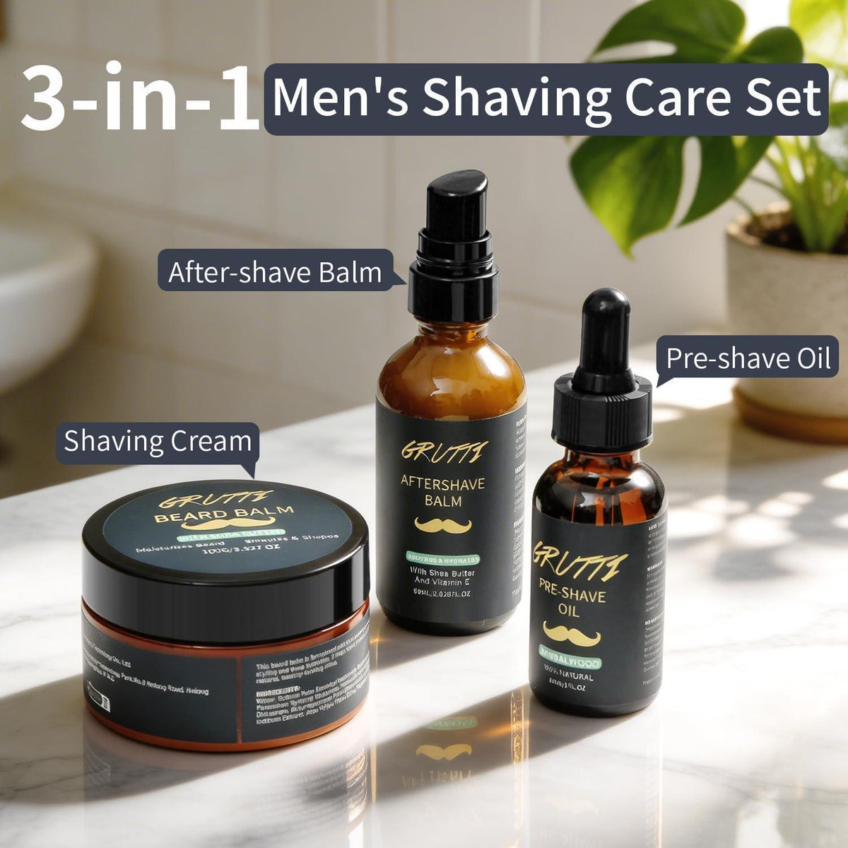 Rasierpflege Set Männer | 3-in-1 für Reizfreie Rasur