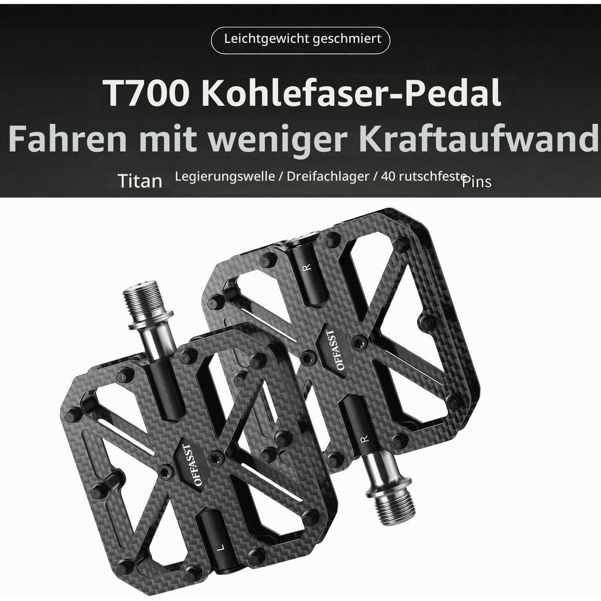 Carbon Fahrradpedale Ultraleicht 215g mit Titan-Achse