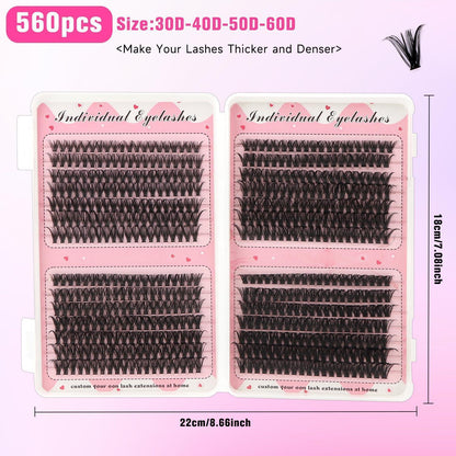 DIY Wimpern-Set: 560 Cluster Lashes für Voluminiöse Extensions