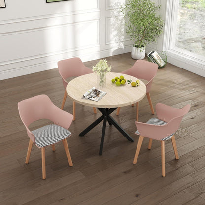 8 Esszimmerstühle mit Armlehne, Grün & Rosa, Massivholz