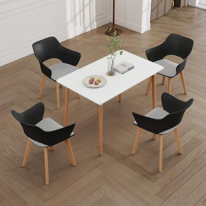 8 Esszimmerstühle mit Stoffpolster & Massivholzbeinen Schwarz