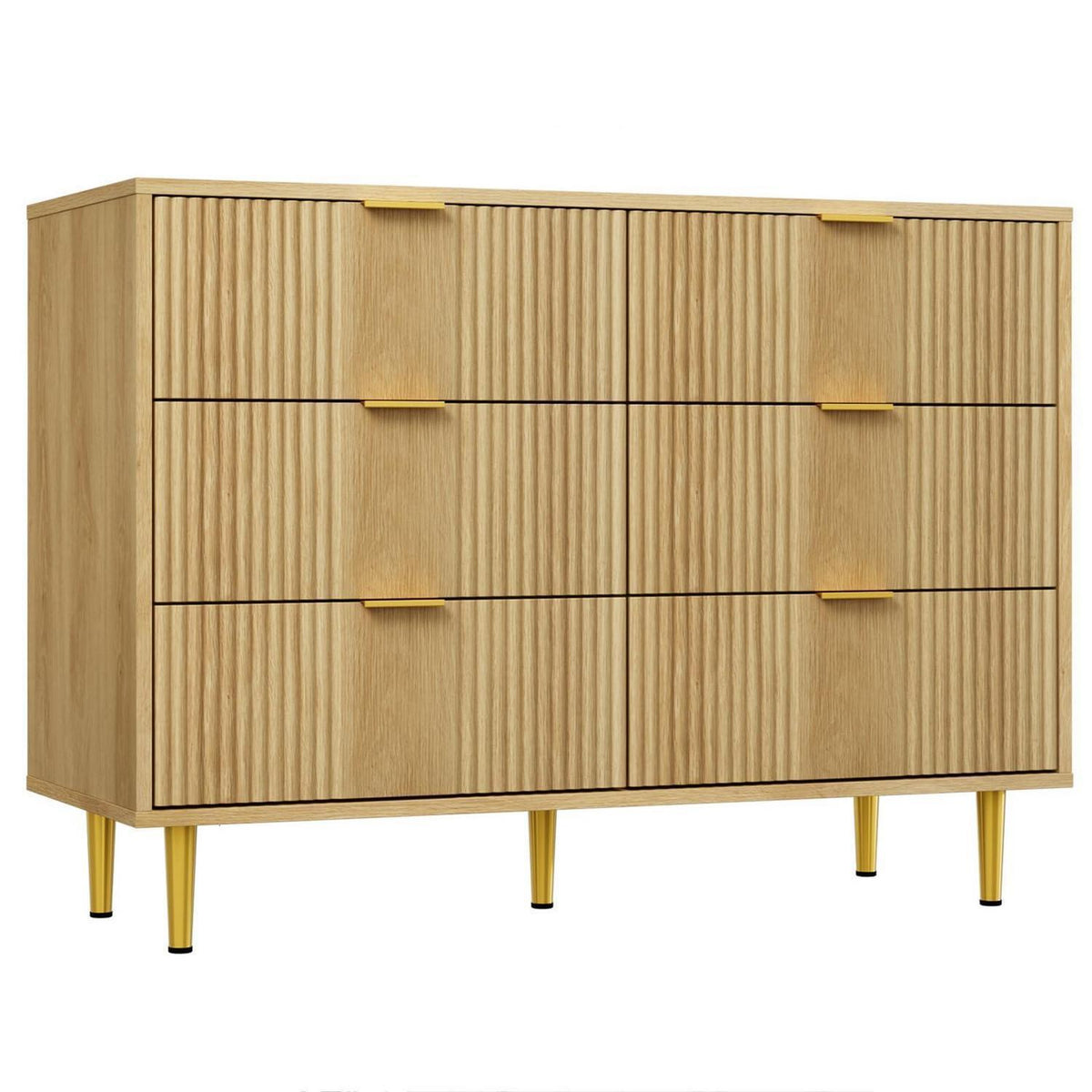Kommode mit 6 Schubladen, Eiche, 100x40x75 cm – Schlafzimmer Möbel