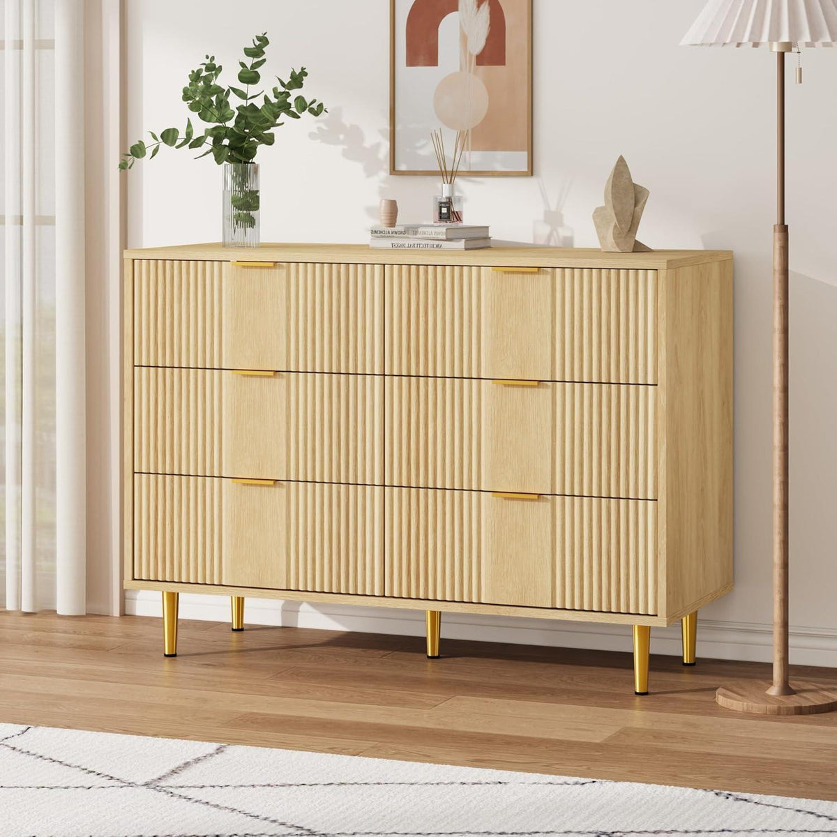 Kommode mit 6 Schubladen, Eiche, 100x40x75 cm – Schlafzimmer Möbel