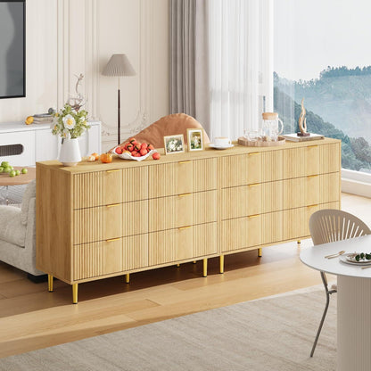 Kommode mit 6 Schubladen, Eiche, 100x40x75 cm – Schlafzimmer Möbel