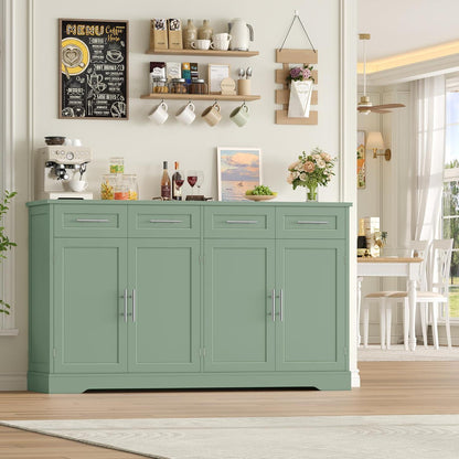 Grünes Sideboard 150cm mit Arbeitsplatte & Schubladen