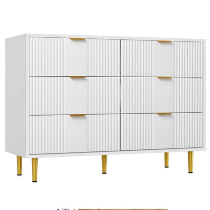 Kommode mit 6 Schubladen – Weiß, 100x40x75 cm