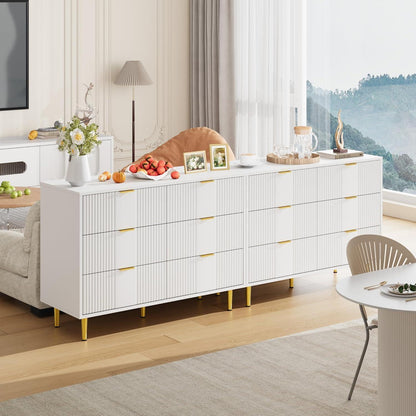 Kommode mit 6 Schubladen – Weiß, 100x40x75 cm