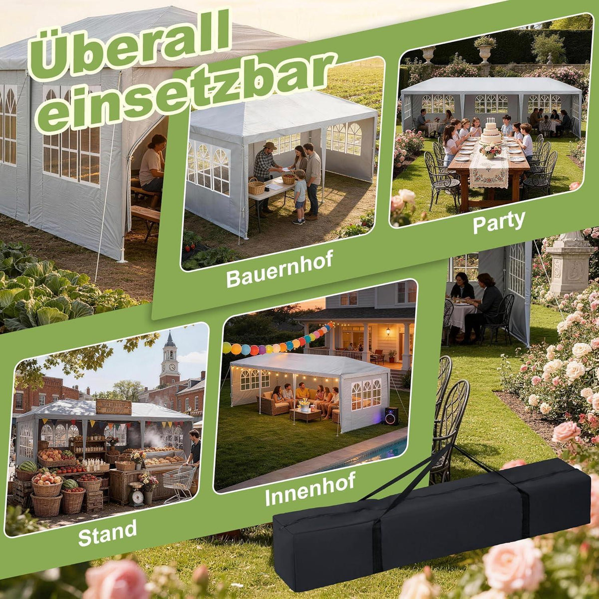 Wasserdichter Faltpavillon 3x6m – Partyzelt für Garten & Events