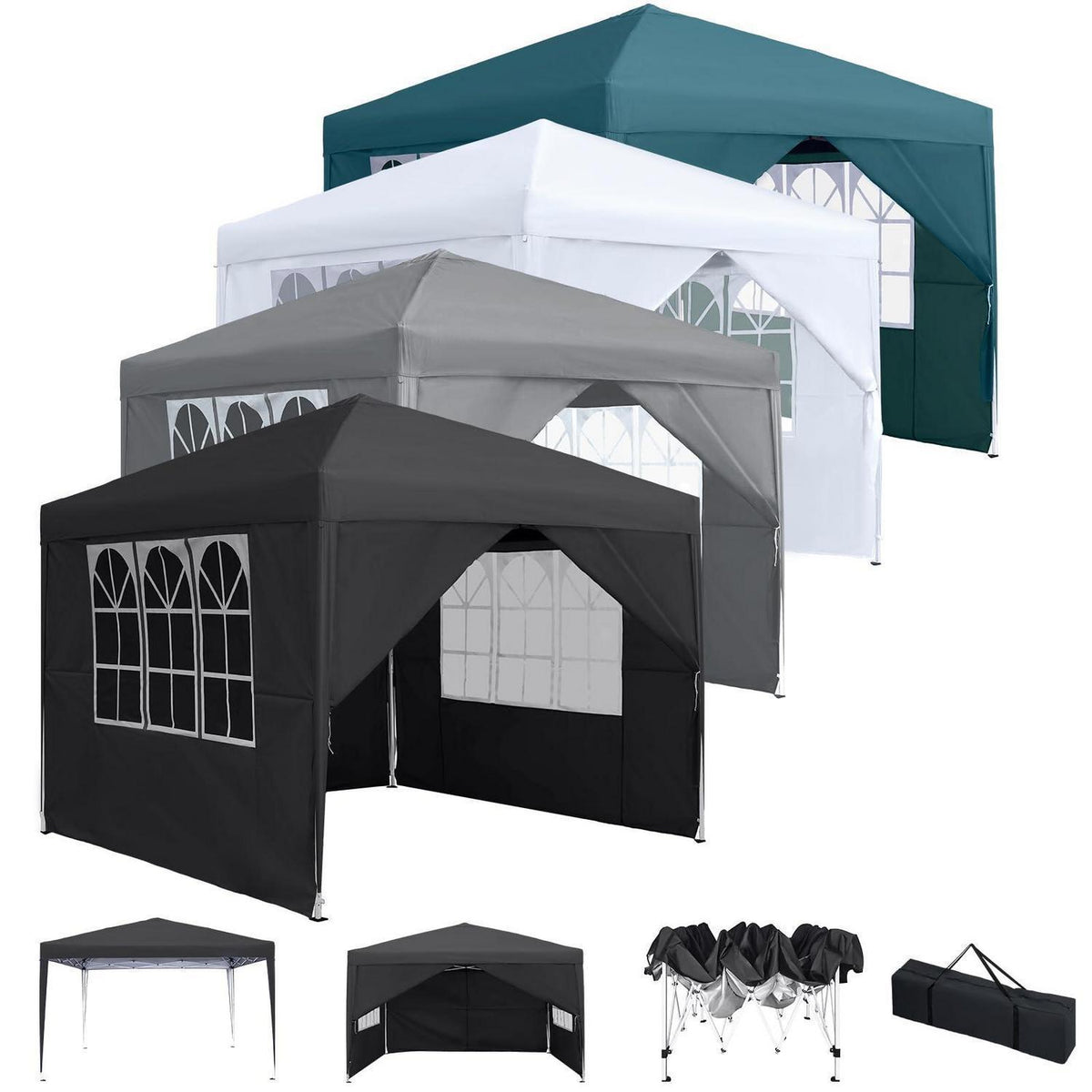 Faltpavillon 2.5x2.5m – Gartenpavillon mit Seitenteilen & UV-Schutz