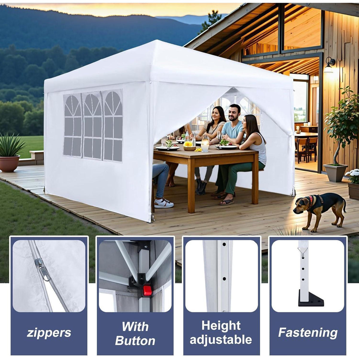 Faltpavillon 2.5x2.5m – Gartenpavillon mit Seitenteilen & UV-Schutz