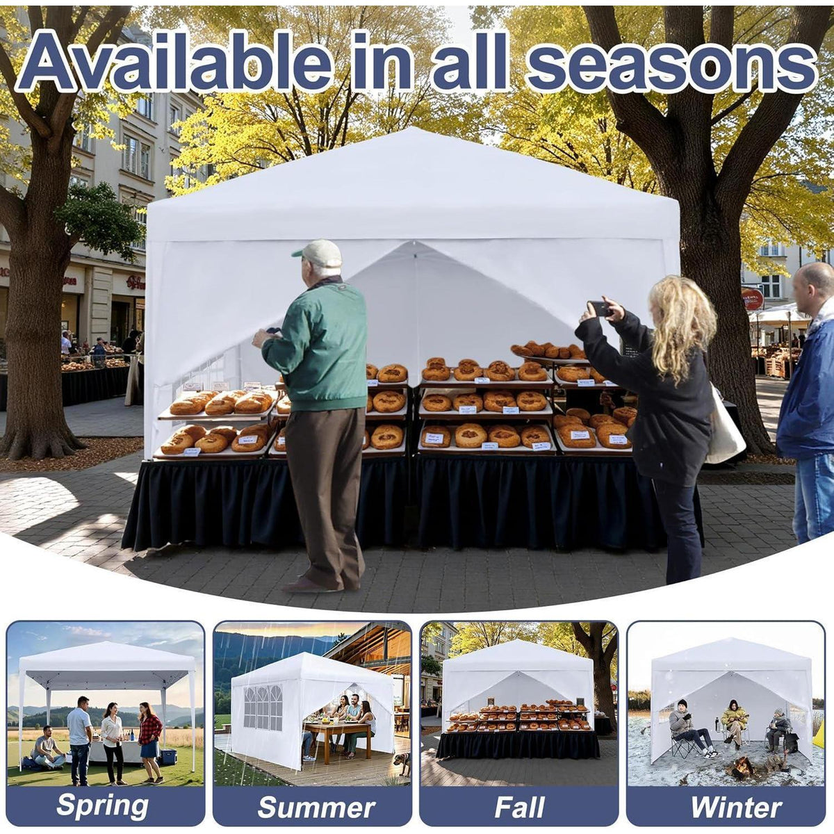 Faltpavillon 2.5x2.5m – Gartenpavillon mit Seitenteilen & UV-Schutz