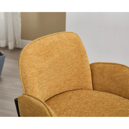 Moderner Barhocker 2er Set mit Chenille-Polster & Metallfüßen – Gelb