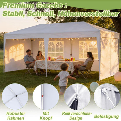 Faltpavillon 3x6m mit Zubehör – Garten Partyzelt & Eventpavillon