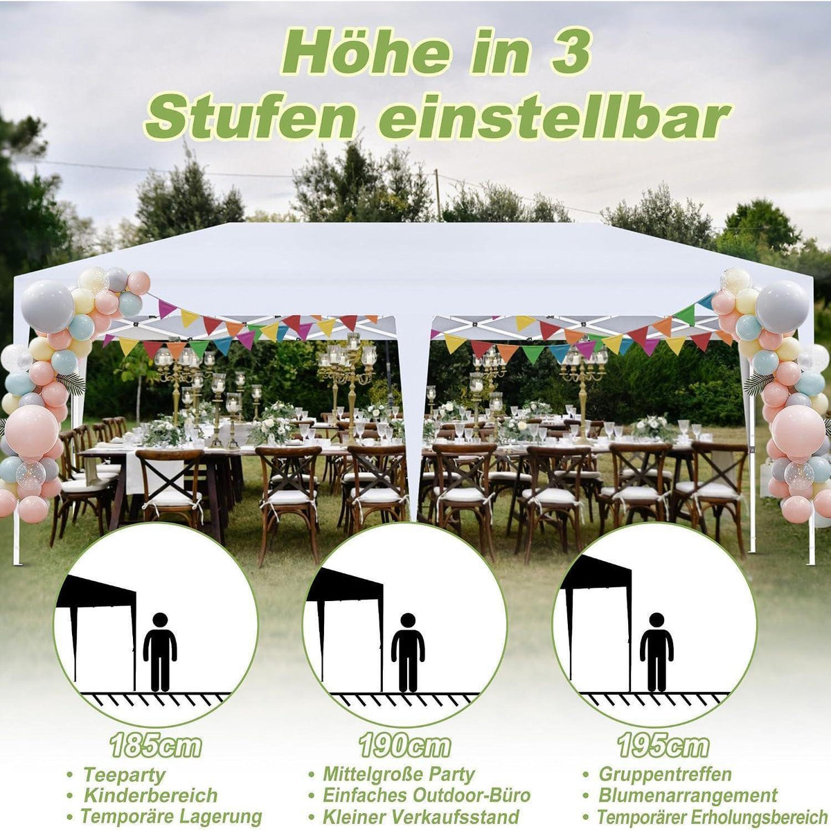 Faltpavillon 3x6m mit Zubehör – Garten Partyzelt & Eventpavillon