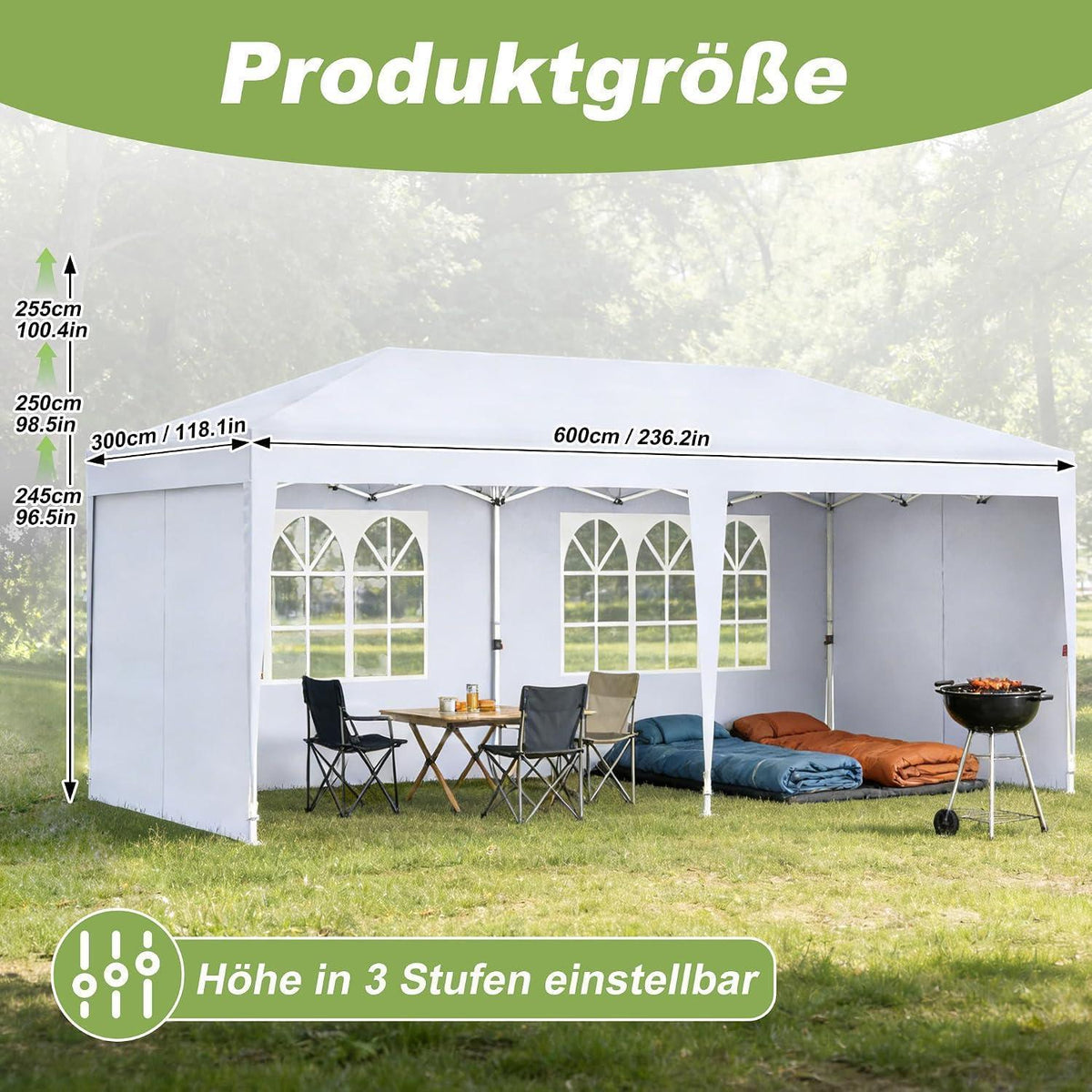 Faltpavillon 3x6m mit Zubehör – Garten Partyzelt & Eventpavillon
