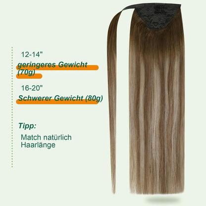 Echthaar Zopf Extension Balayage Braun 30cm