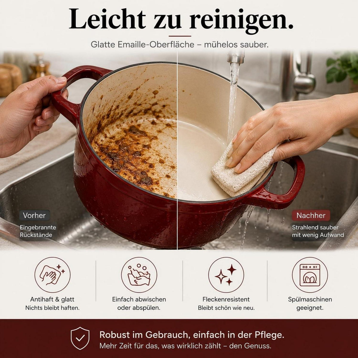 Emailliertes Gusseisen Topfset 4-teilig Rot – Dutch Oven & mehr