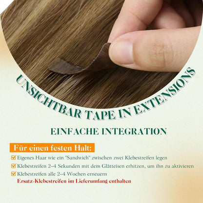 Echthaar Tape Extensions Ombre Braun 35cm 4/27/4