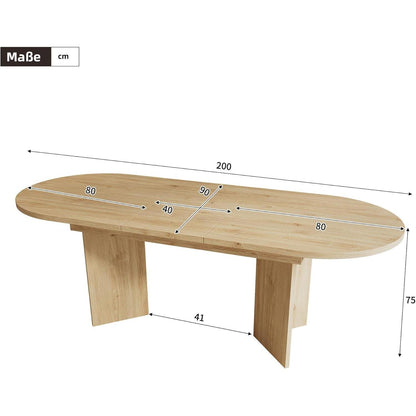 Ausziehbarer Esstisch Holz Eiche 160-200 cm – Familie & Gäste