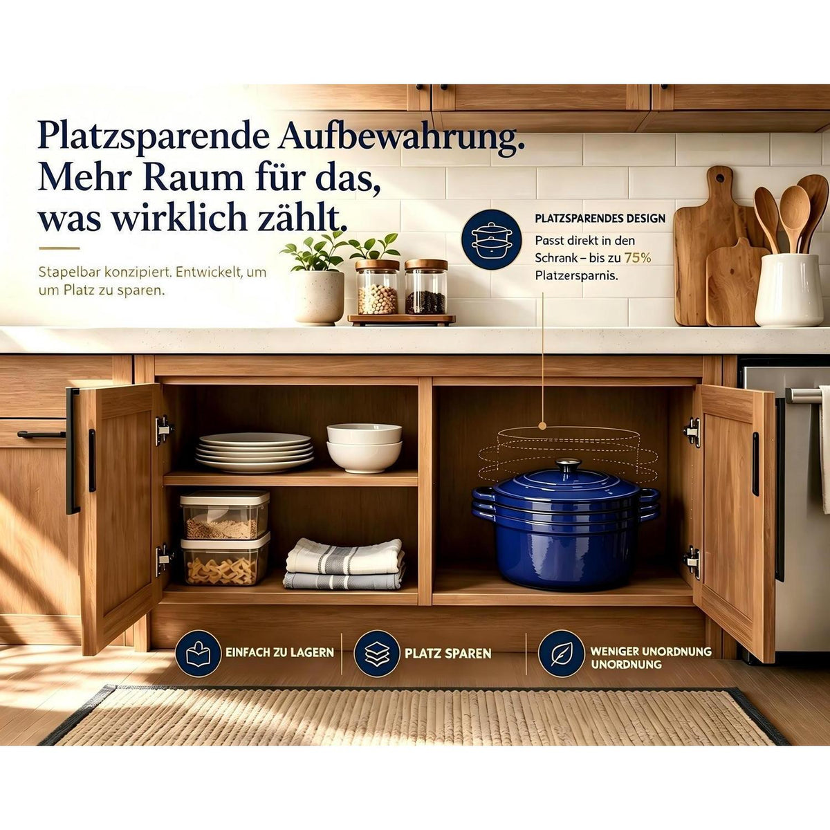 Emailliertes Gusseisen Topfset 4-teilig Blau – Dutch Oven & mehr