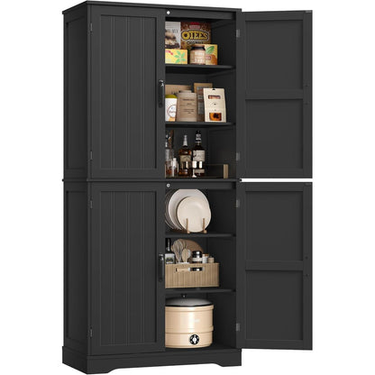 180 cm Küchenschrank mit 4 Türen – Buffetschrank Schwarz