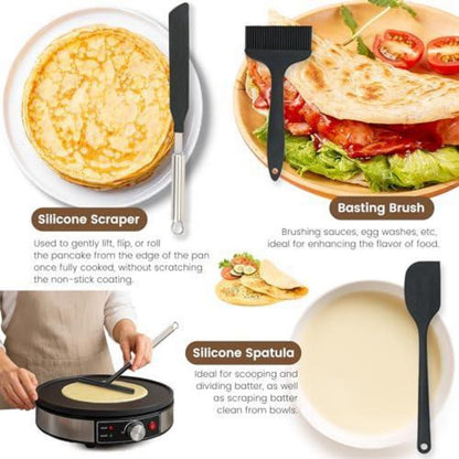 4-teiliges Crêpes Set aus Edelstahl & Silikon