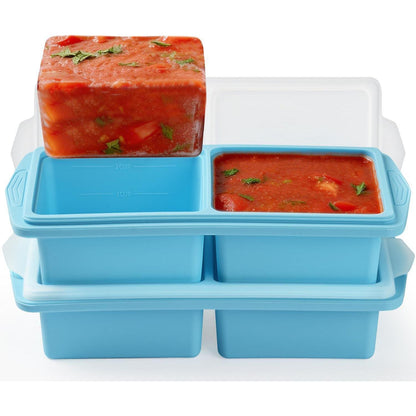Silikon Gefriertablett 500ml mit Deckel - 2er Set für Meal Prep