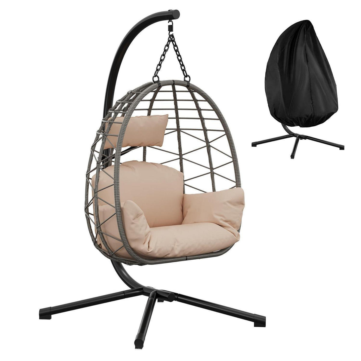 Rattan Hängesessel mit Gestell – Outdoor & Indoor Komfort