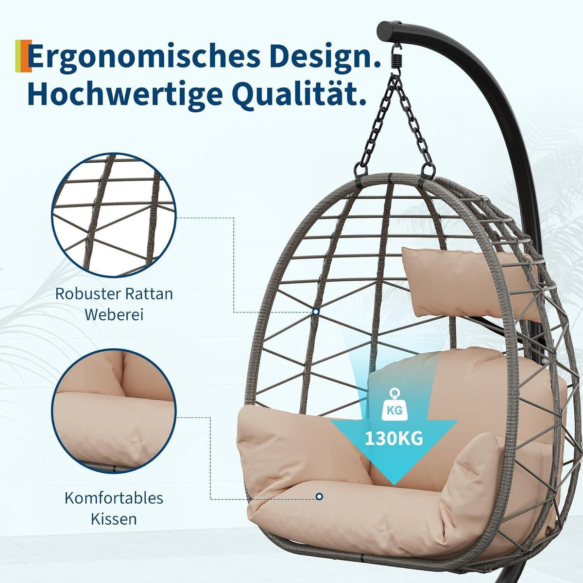 Rattan Hängesessel mit Gestell – Outdoor & Indoor Komfort
