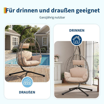 Rattan Hängesessel mit Gestell – Outdoor & Indoor Komfort