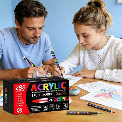 288 Acrylstifte Set Pinselspitze für Steine, Stoff & mehr