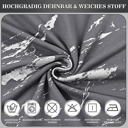 Stretch Stuhlhussen Set Dunkelgrau mit Silber - 4er Pack