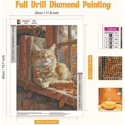 5D Diamant Painting Katze – DIY Mosaik Set für Erwachsene & Anfänger