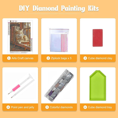 5D Diamant Painting Katze – DIY Mosaik Set für Erwachsene & Anfänger